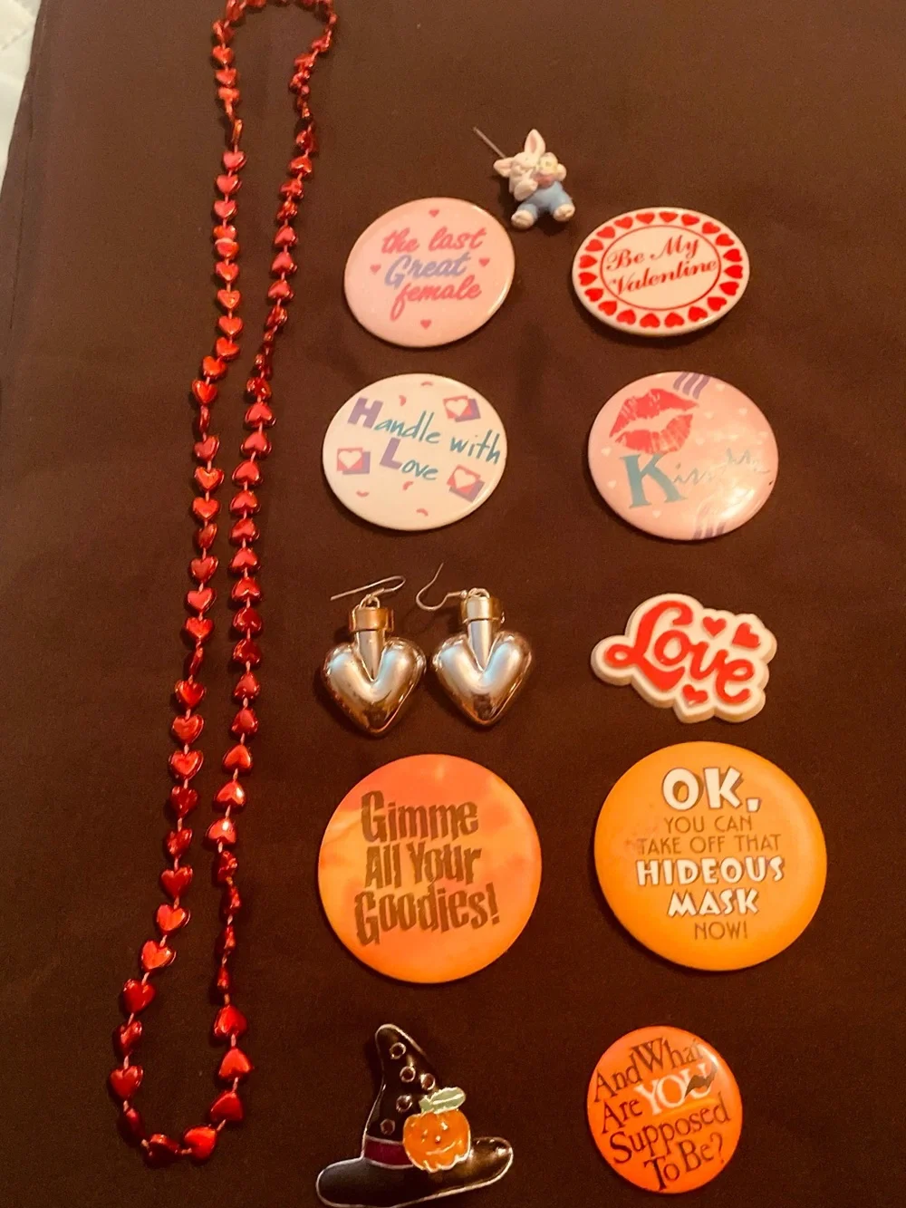 Red Heart Bead Necklace and Valentine, Halloween , and Easter assortment.